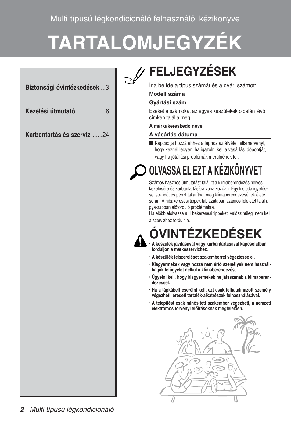 Tartalomjegyzék, Feljegyzések, Olvassa el ezt a kézikönyvet | Óvintézkedések | LG MT12AH User Manual | Page 202 / 480