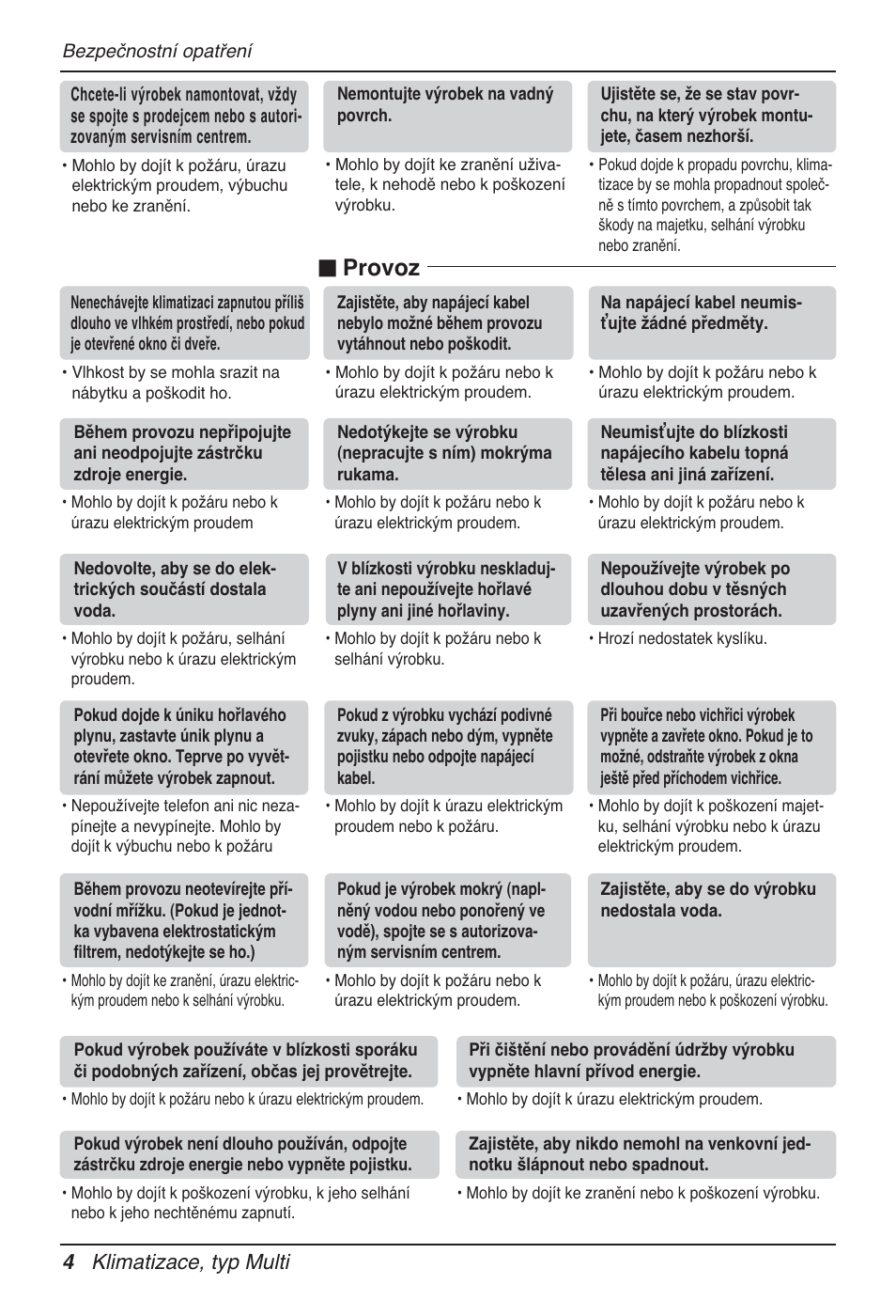 N provoz, 4 klimatizace, typ multi | LG MT12AH User Manual | Page 232 / 480