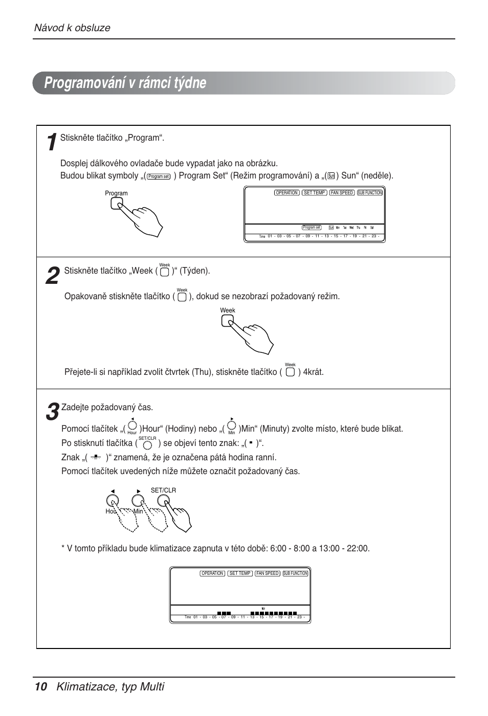 Programování v rámci týdne, 10 klimatizace, typ multi, Návod k obsluze | LG MT12AH User Manual | Page 238 / 480