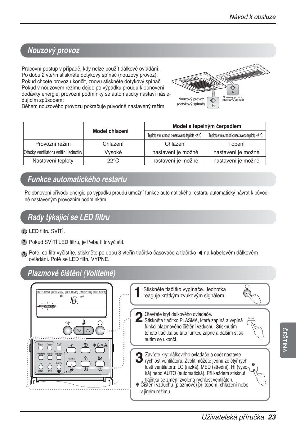 Uživatelská příručka 23, Návod k obsluze, Čeština | LG MT12AH User Manual | Page 251 / 480