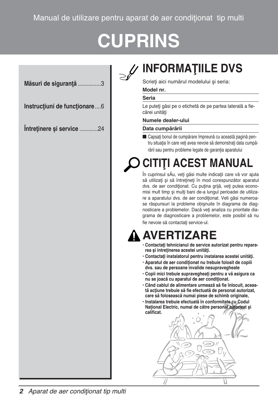 Cuprins, Informaţiile dvs, Citiţi acest manual | Avertizare | LG MT12AH User Manual | Page 258 / 480