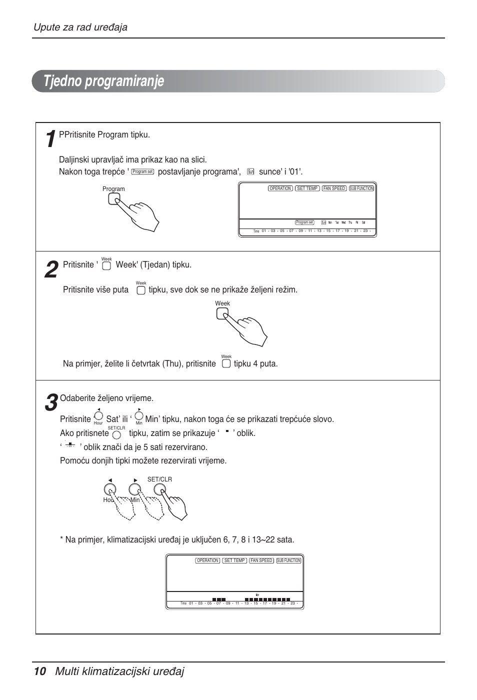 Tjedno programiranje, 10 multi klimatizacijski uređaj, Upute za rad uređaja | LG MT12AH User Manual | Page 350 / 480