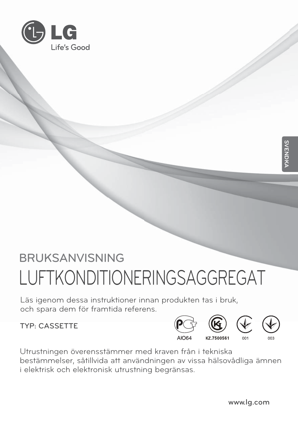 Svendka, Luftkonditioneringsaggregat, Bruksanvisning | LG MT12AH User Manual | Page 369 / 480