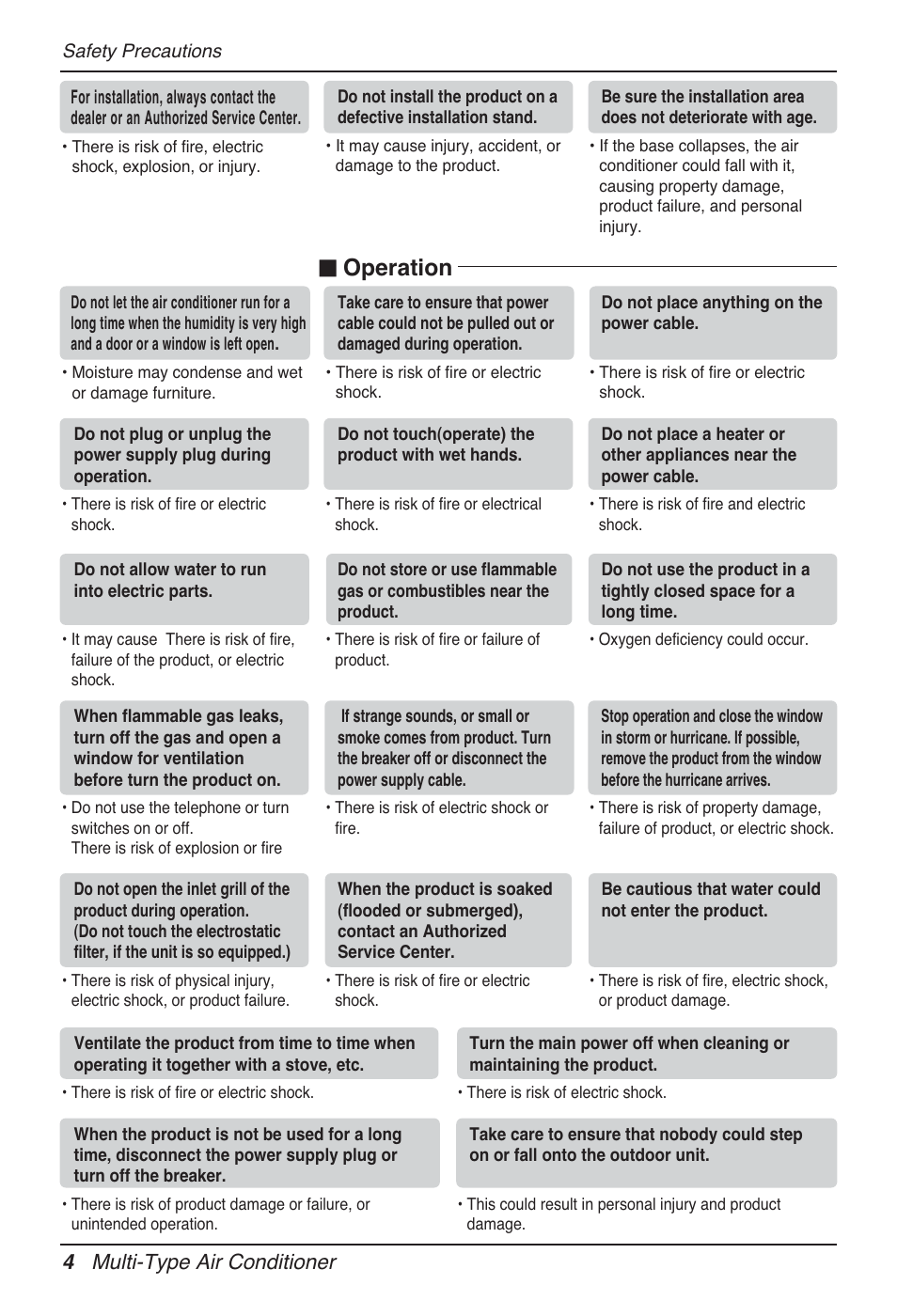 N operation, 4 multi-type air conditioner | LG MT12AH User Manual | Page 4 / 480