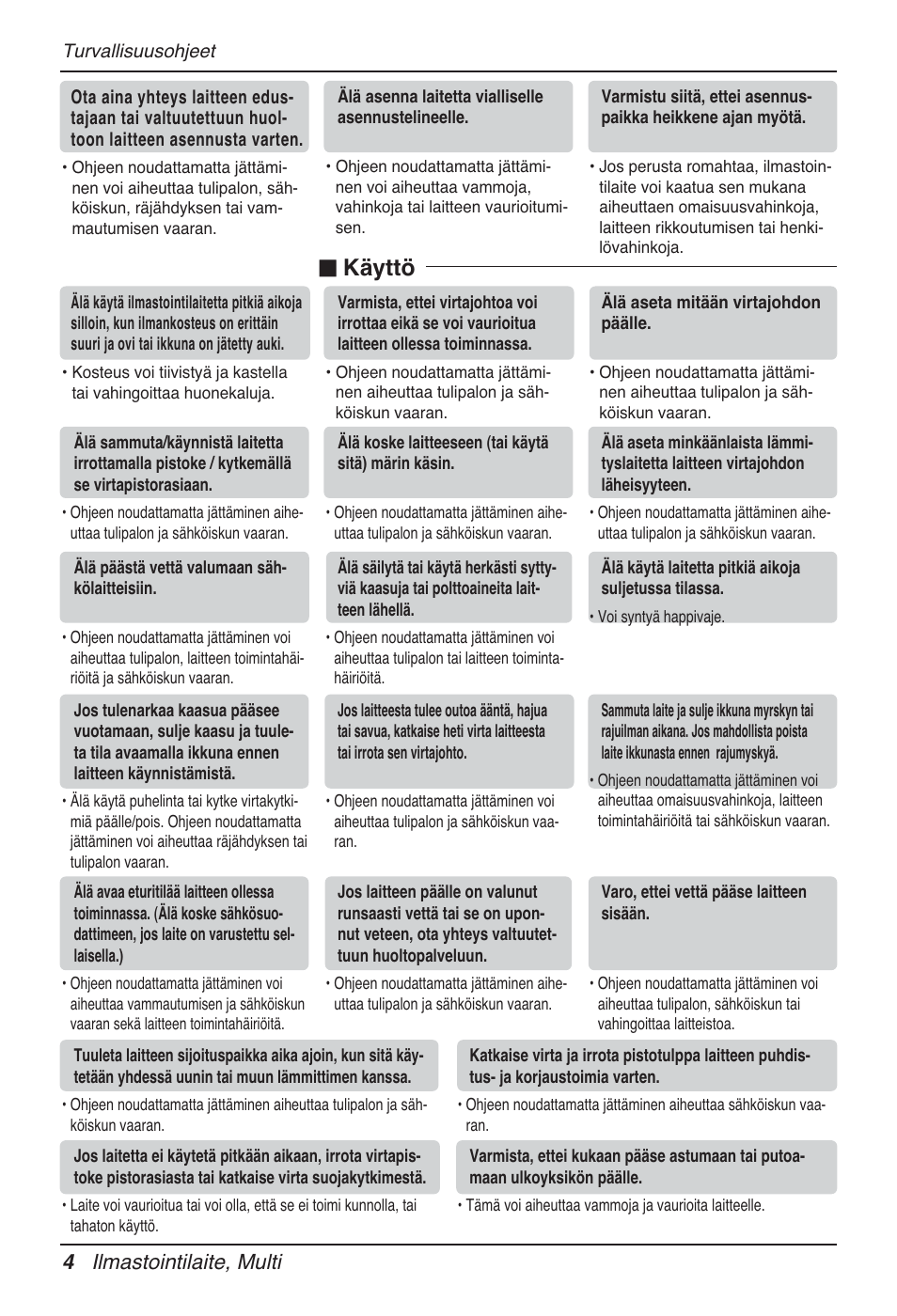 N käyttö, 4 ilmastointilaite, multi | LG MT12AH User Manual | Page 428 / 480
