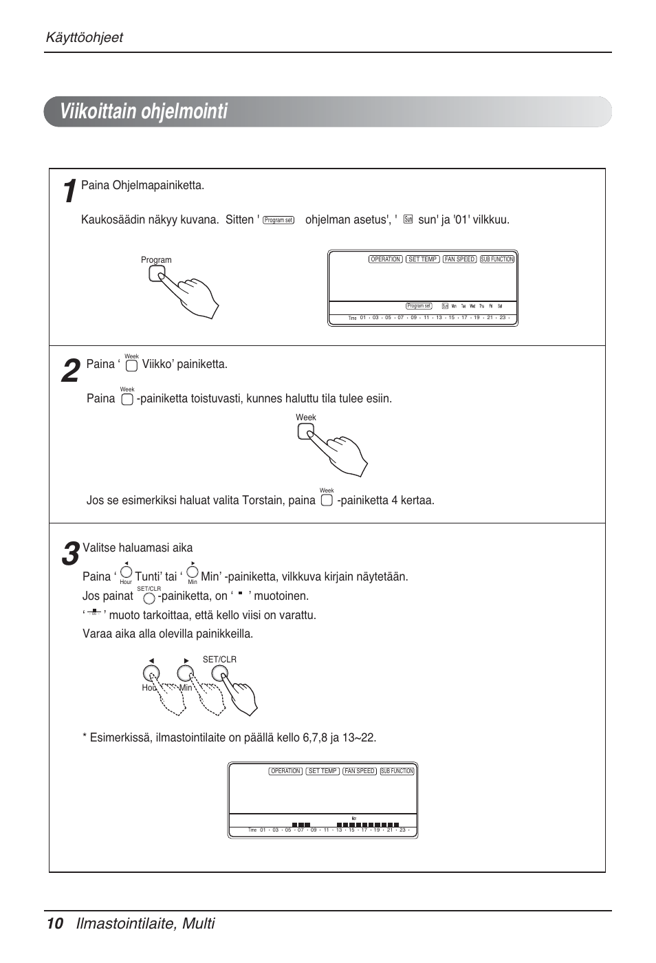 Viikoittain ohjelmointi, 10 ilmastointilaite, multi, Käyttöohjeet | LG MT12AH User Manual | Page 434 / 480