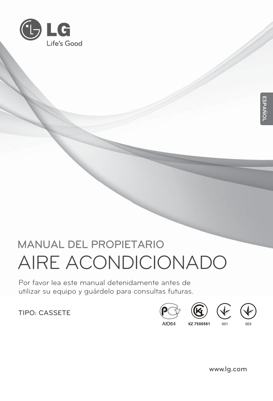 Español, Aire acondicionado, Manual del propietario | LG MT12AH User Manual | Page 57 / 480