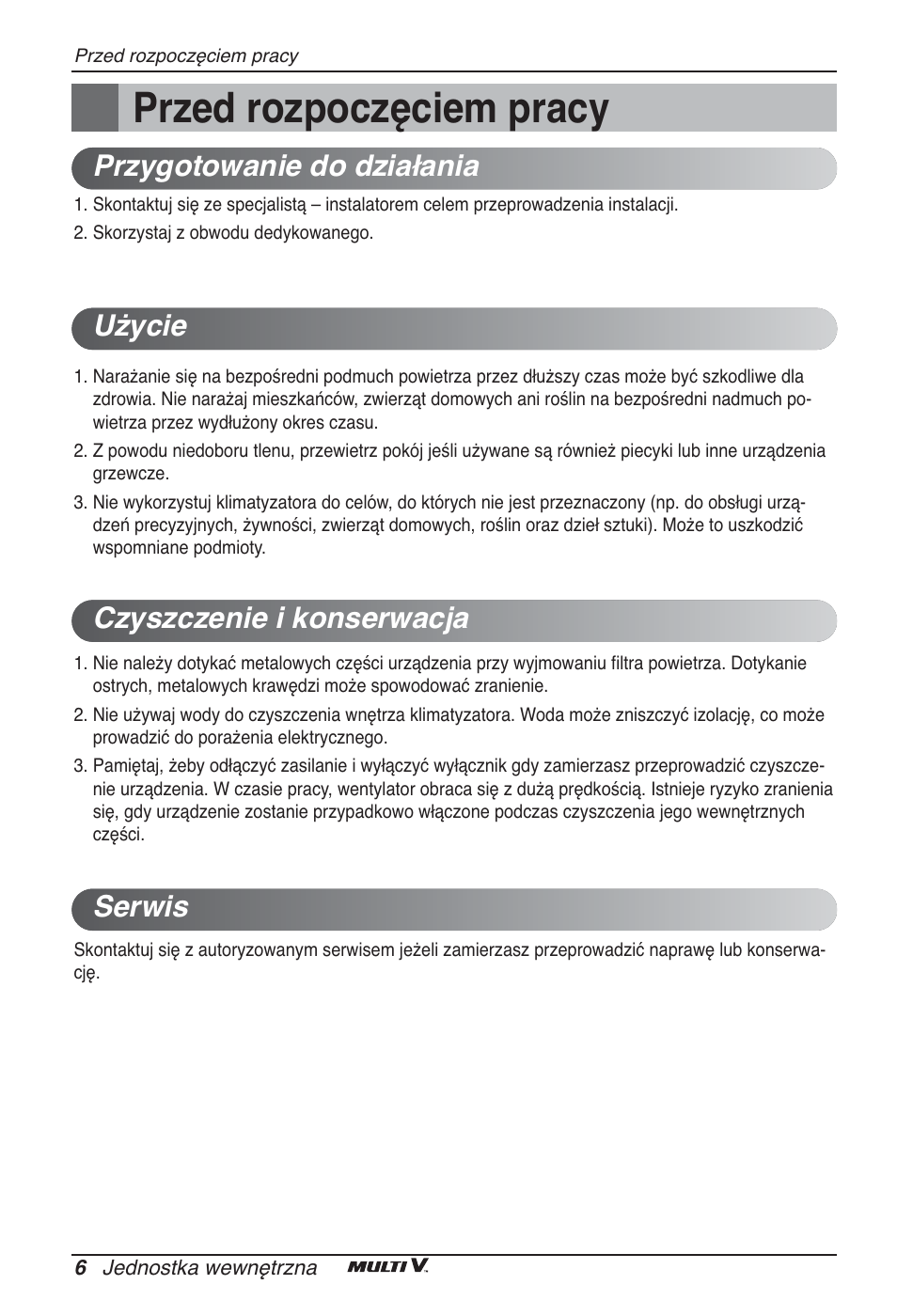 Przed rozpoczęciem pracy | LG ARNU09GSEL2 User Manual | Page 102 / 205