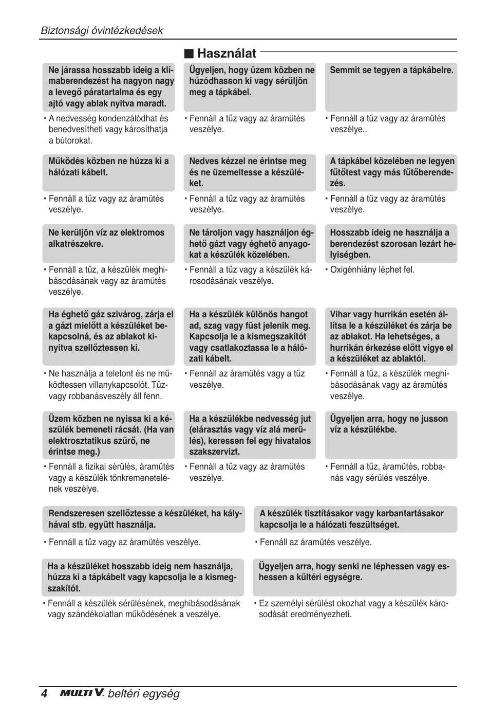 Használat, 4beltéri egység | LG ARNU09GSEL2 User Manual | Page 112 / 205