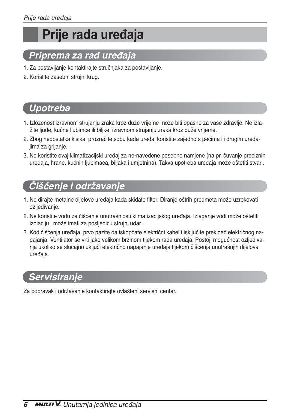 Prije rada uređaja | LG ARNU09GSEL2 User Manual | Page 174 / 205