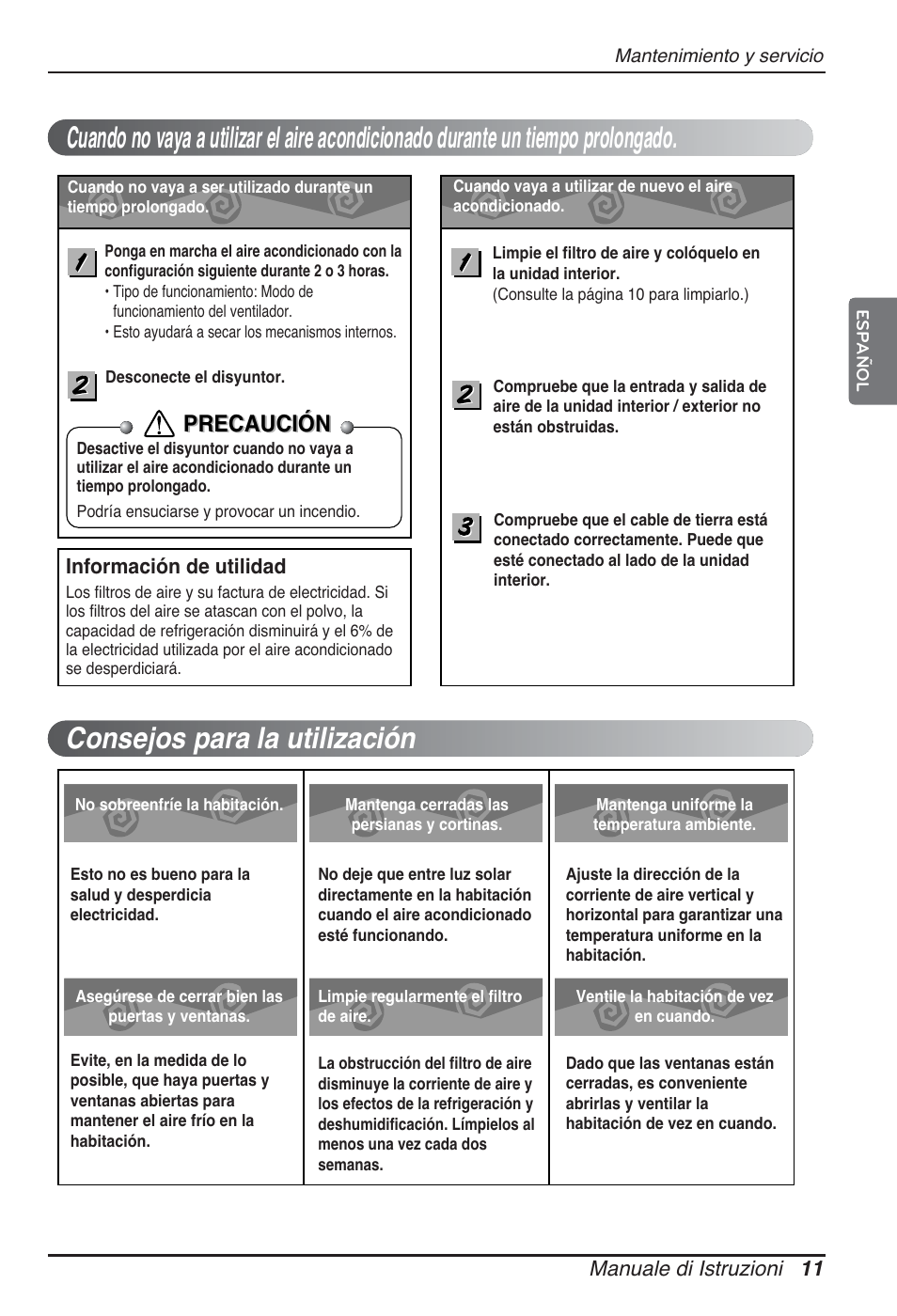 Precaución | LG ARNU09GSEL2 User Manual | Page 35 / 205