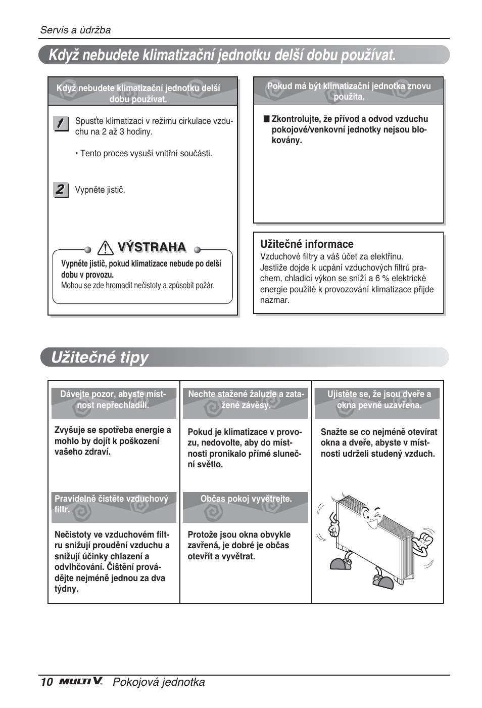 Užitečné tipy, Výstraha | LG ARNU12GCEA2 User Manual | Page 130 / 205