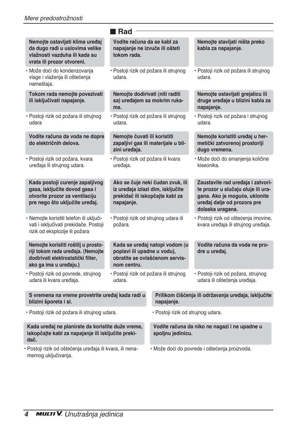 N rad, 4unutrašnja jedinica | LG ARNU12GCEA2 User Manual | Page 160 / 205