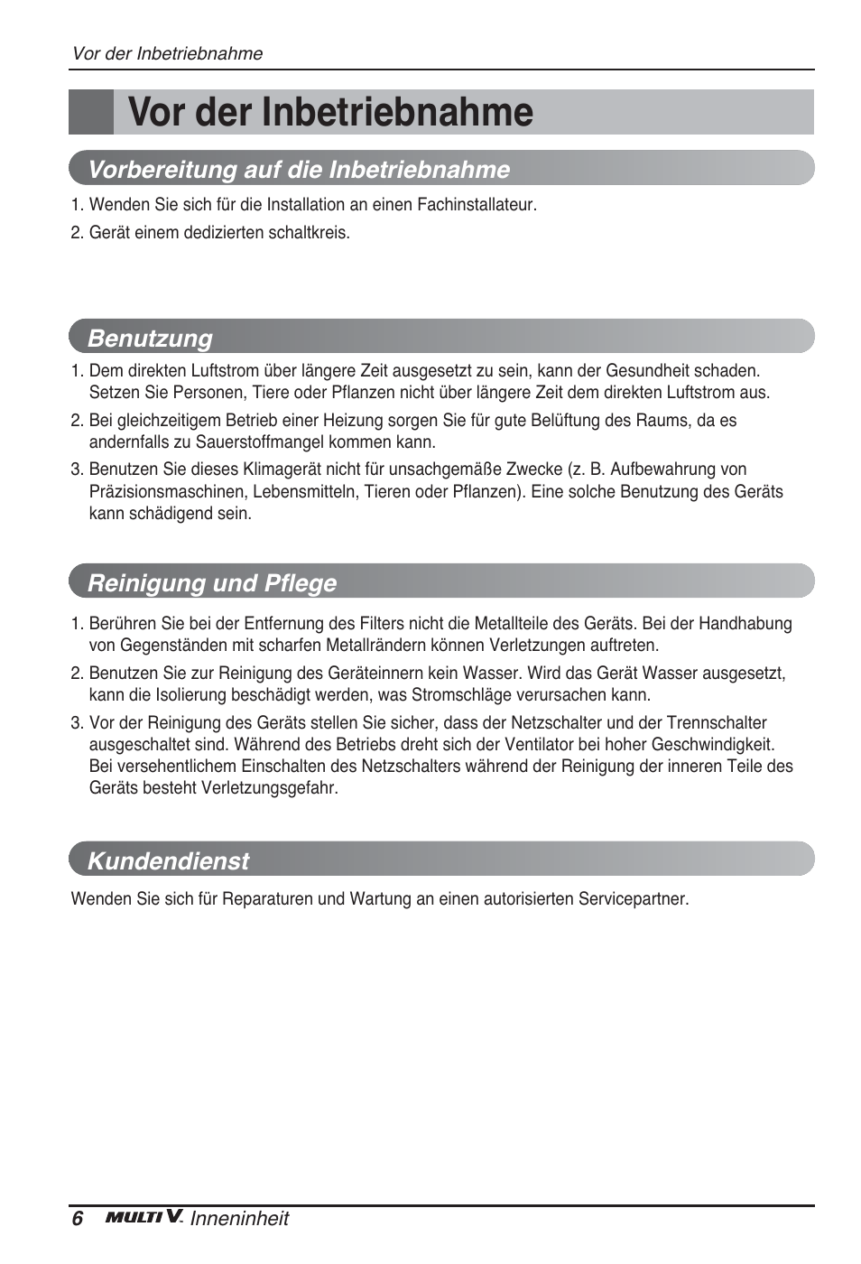 Vor der inbetriebnahme | LG ARNU12GCEA2 User Manual | Page 54 / 205