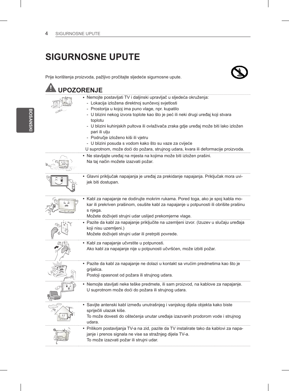 Sigurnosne upute, Upozorenje | LG 50PN6500 User Manual | Page 251 / 371