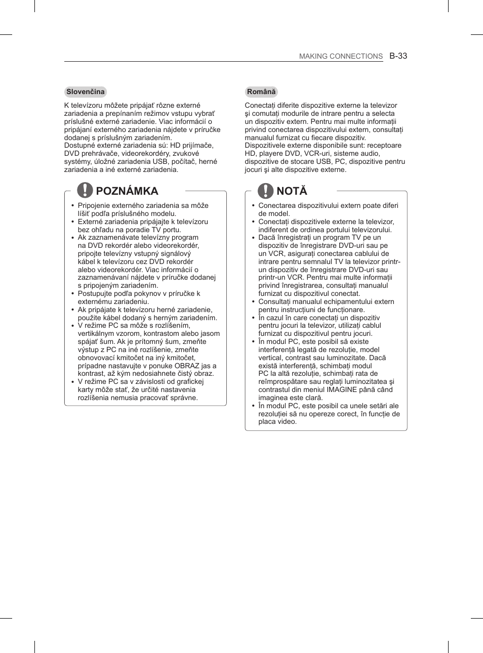 Poznámka, Notă | LG 50PN6500 User Manual | Page 360 / 371