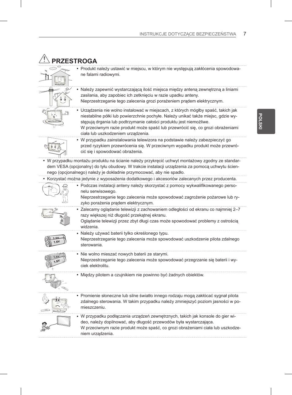 Przestroga | LG 50PN6500 User Manual | Page 54 / 371