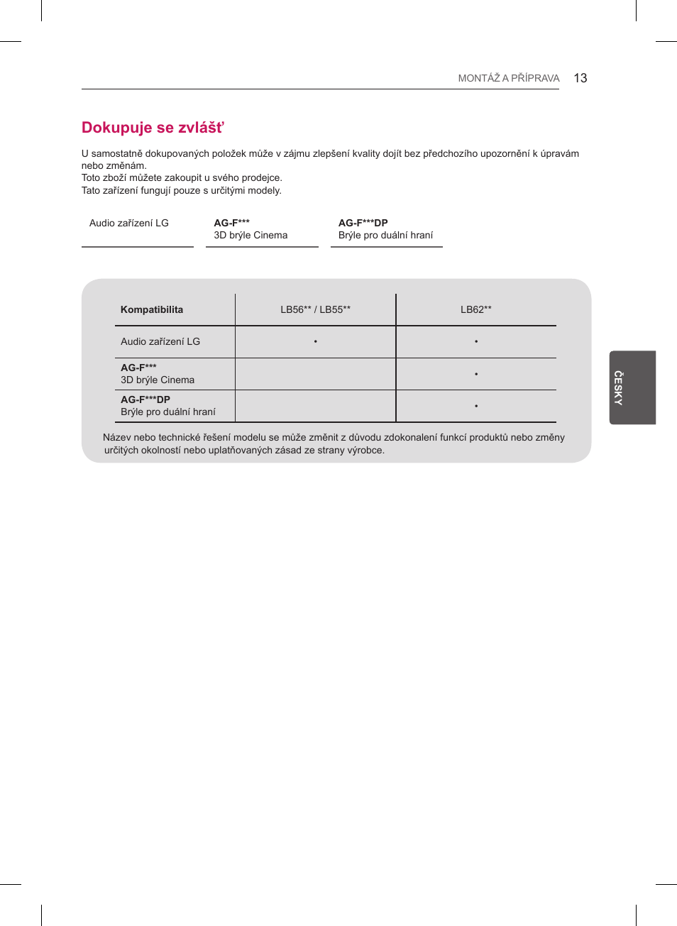 Dokupuje se zvlášť | LG 55LB561V User Manual | Page 121 / 480