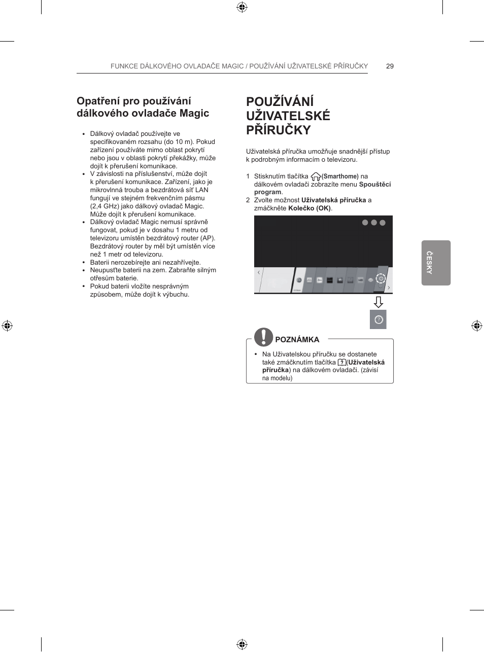 Používání uživatelské příručky, Opatření pro používání dálkového ovladače magic | LG 42LB650V User Manual | Page 194 / 591