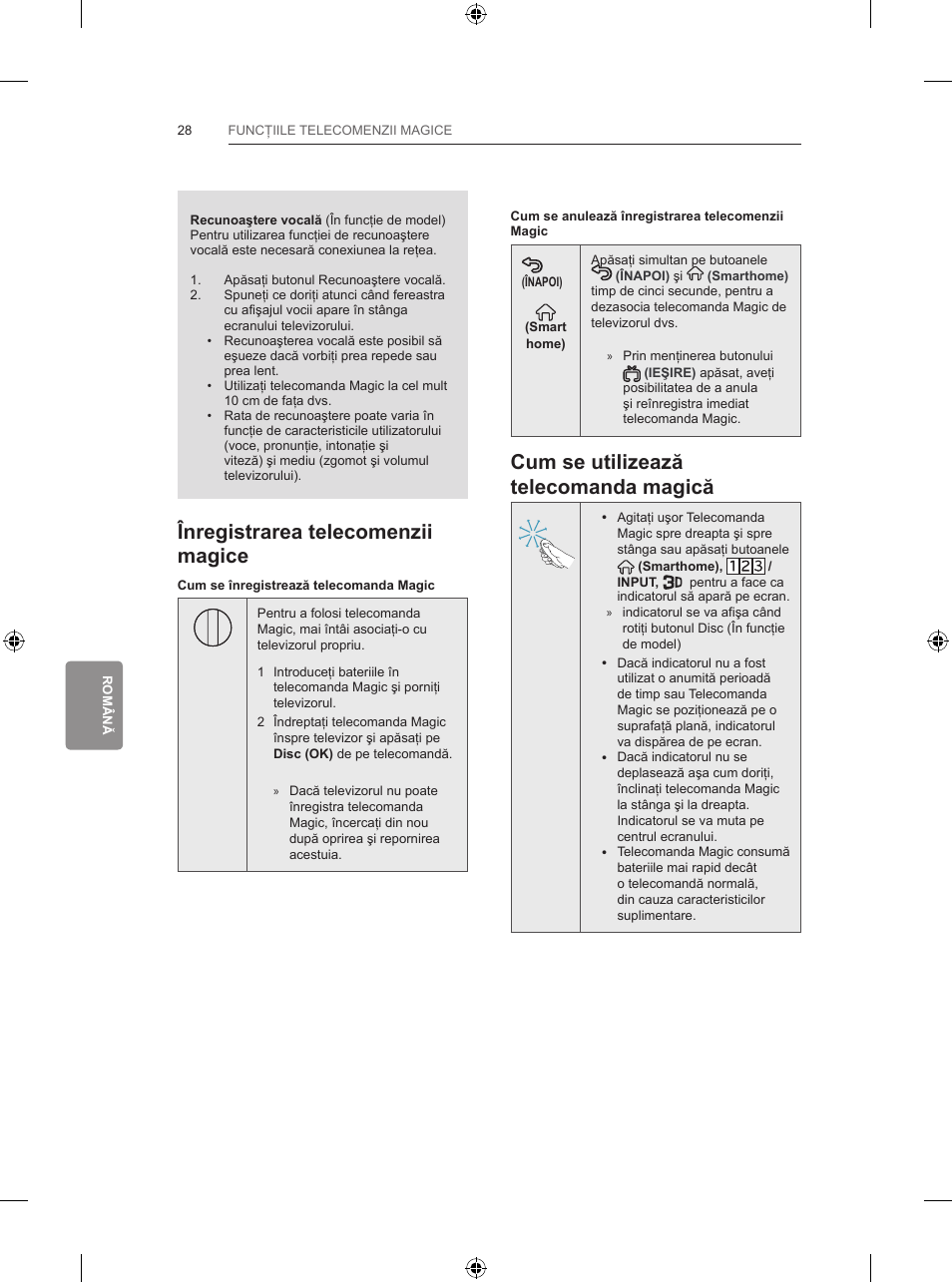 Cum se utilizează telecomanda magică, Înregistrarea telecomenzii magice | LG 42LB650V User Manual | Page 257 / 591