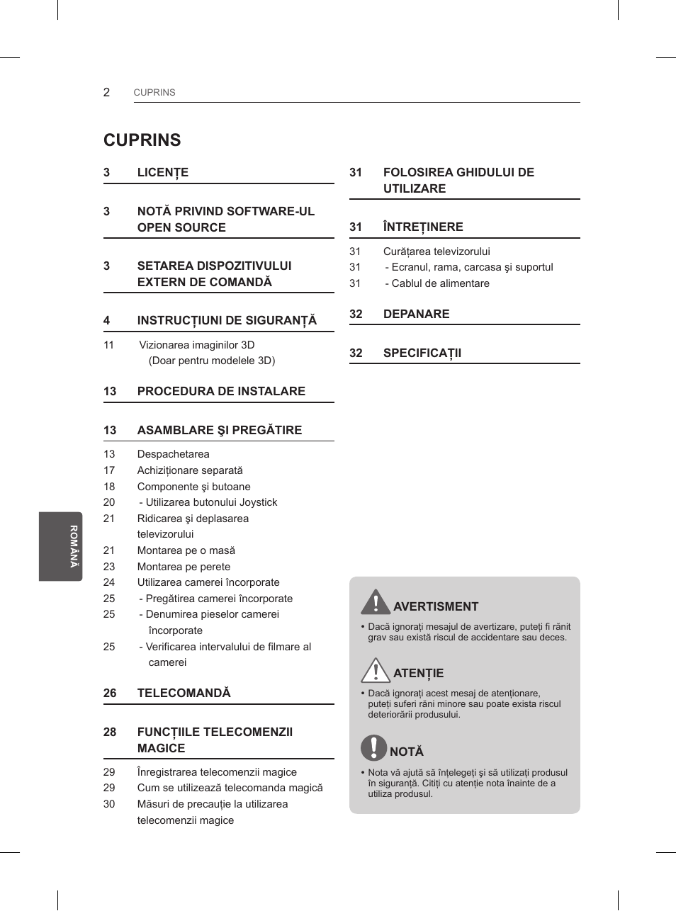 Cuprins | LG 55UB850V User Manual | Page 231 / 607