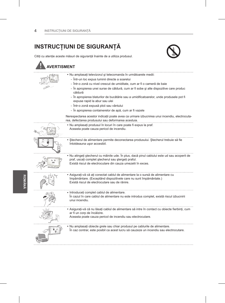 Instrucţiuni de siguranţă | LG 55UB850V User Manual | Page 233 / 607