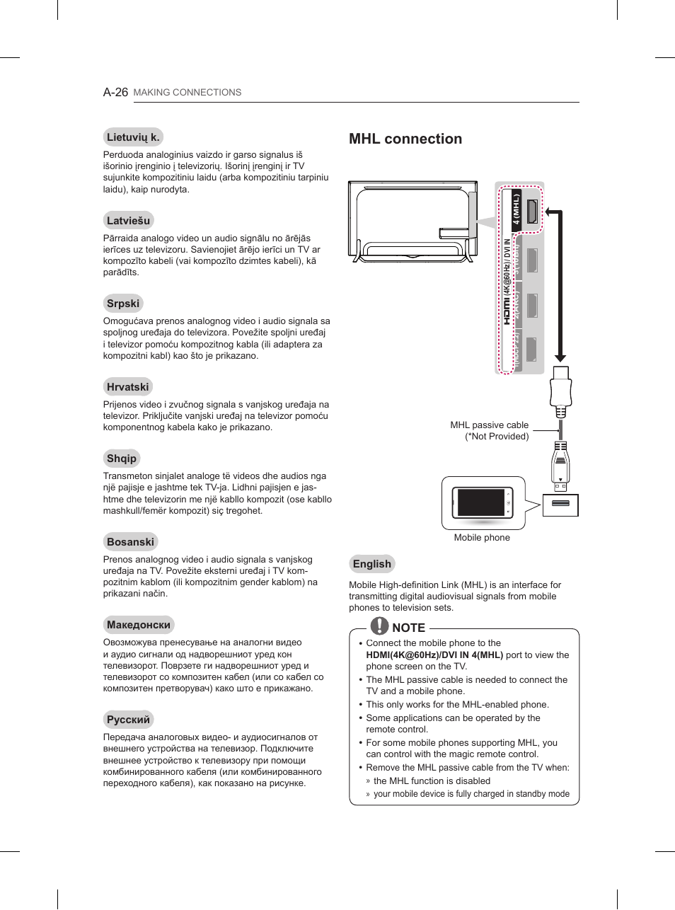 Mhl connection | LG 55UB850V User Manual | Page 29 / 607