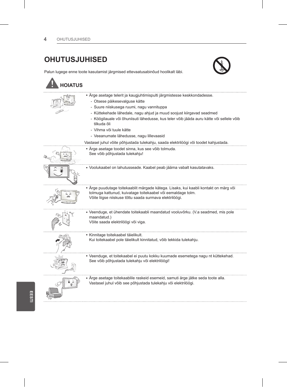 Ohutusjuhised | LG 55UB850V User Manual | Page 301 / 607