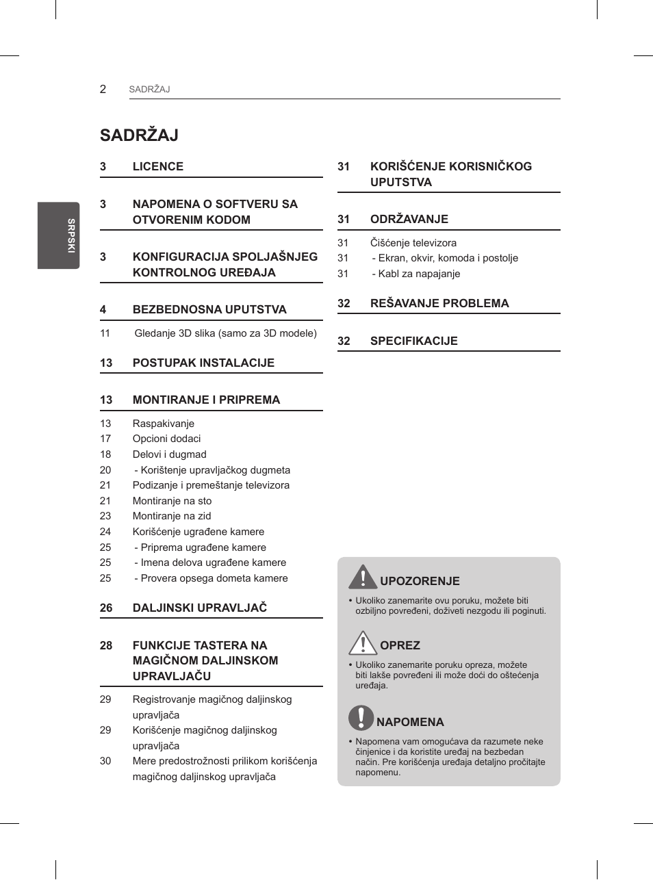 Sadržaj | LG 55UB850V User Manual | Page 401 / 607