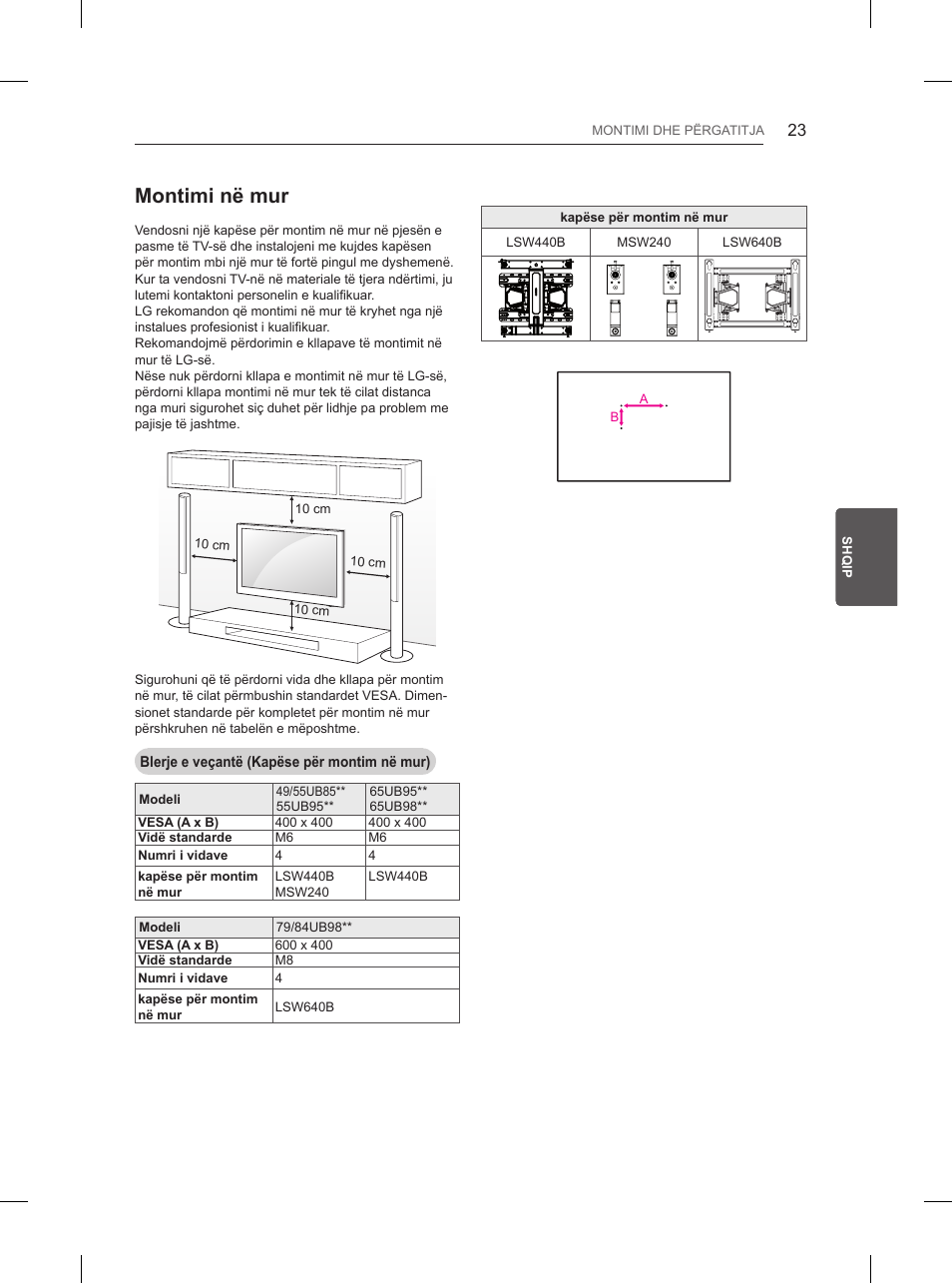 Montimi në mur | LG 55UB850V User Manual | Page 490 / 607