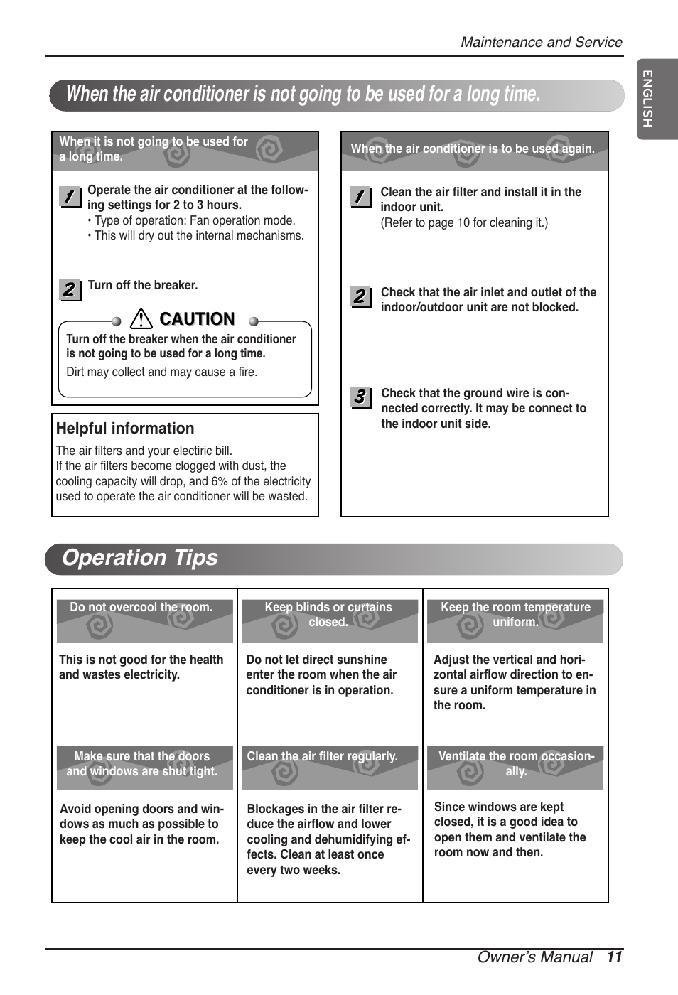 Caution | LG ARNU18GVJA2 User Manual | Page 11 / 205