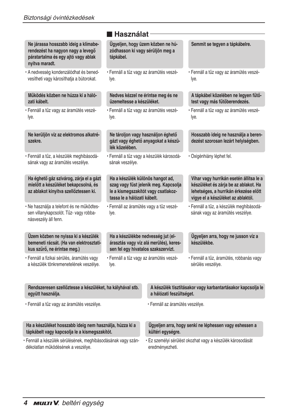 N használat, 4beltéri egység | LG ARNU18GVJA2 User Manual | Page 112 / 205