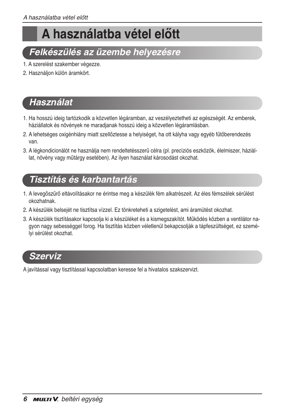 A használatba vétel előtt | LG ARNU18GVJA2 User Manual | Page 114 / 205