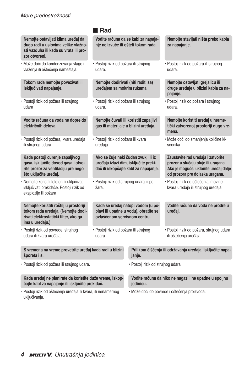 N rad, 4unutrašnja jedinica | LG ARNU18GVJA2 User Manual | Page 160 / 205