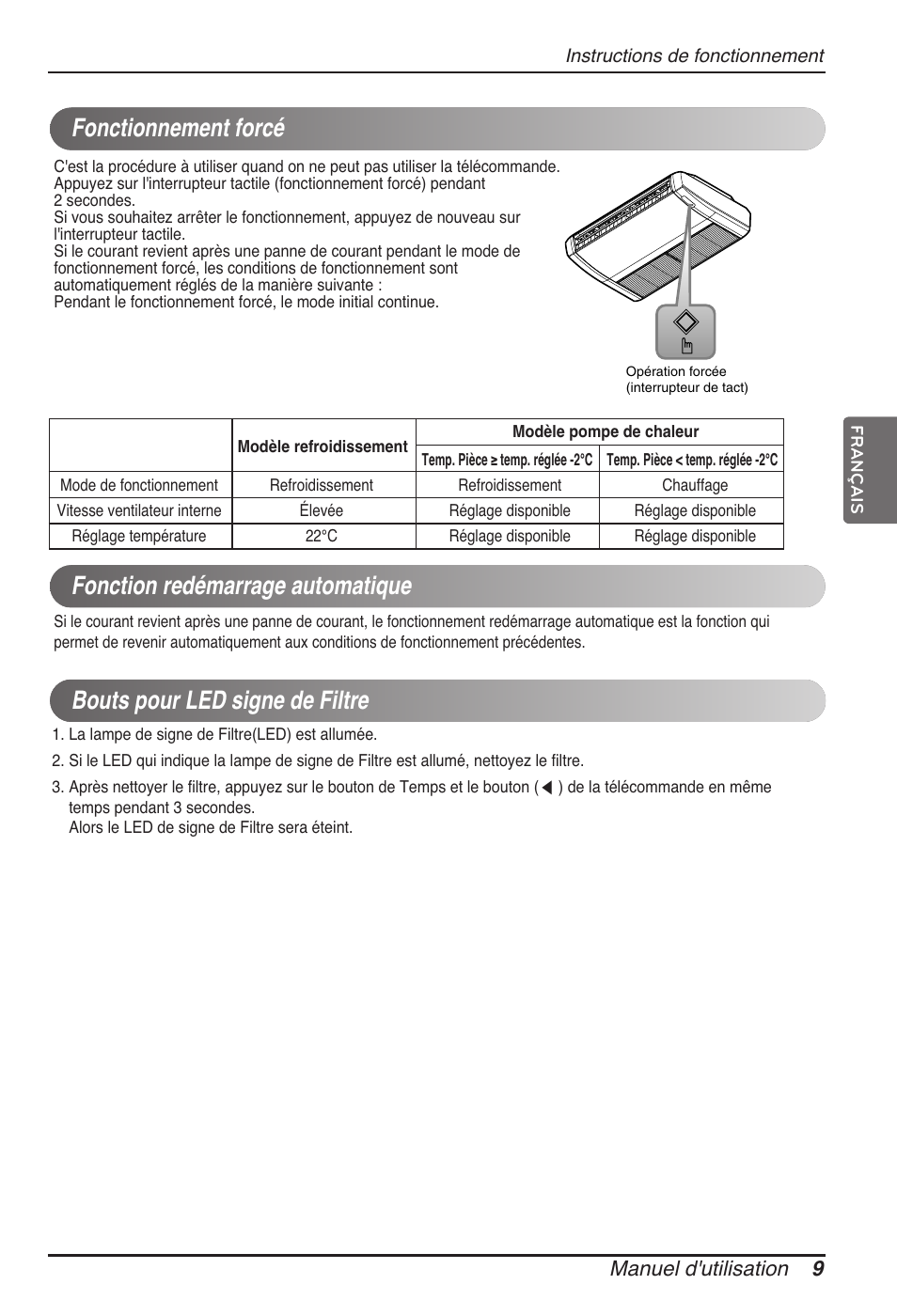 Manuel d'utilisation 9 | LG ARNU18GVJA2 User Manual | Page 45 / 205