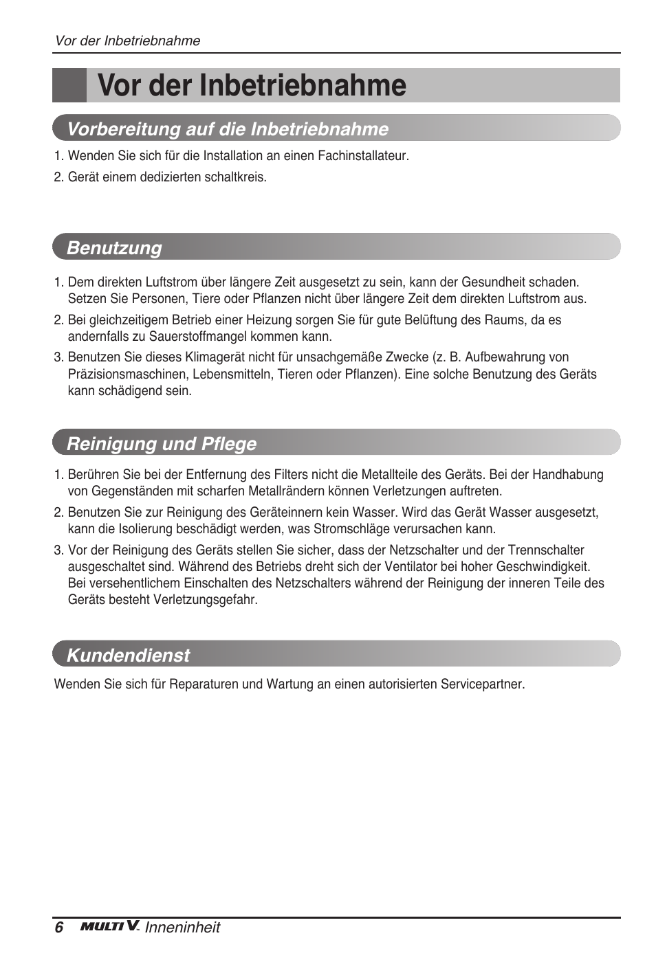 Vor der inbetriebnahme | LG ARNU18GVJA2 User Manual | Page 54 / 205