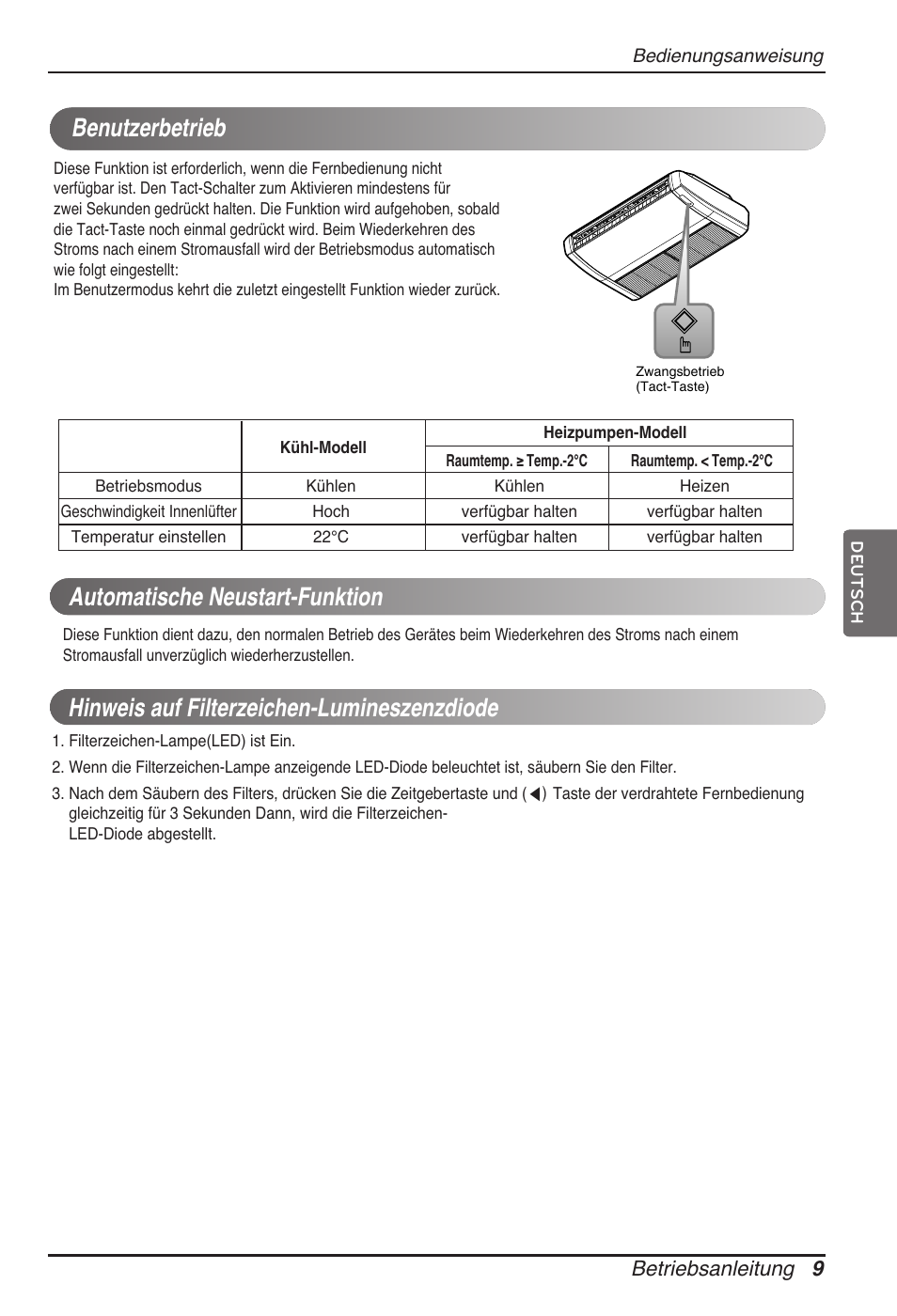 Betriebsanleitung 9 | LG ARNU18GVJA2 User Manual | Page 57 / 205
