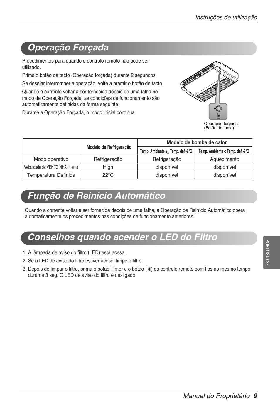 Manual do proprietário 9 | LG ARNU18GVJA2 User Manual | Page 81 / 205