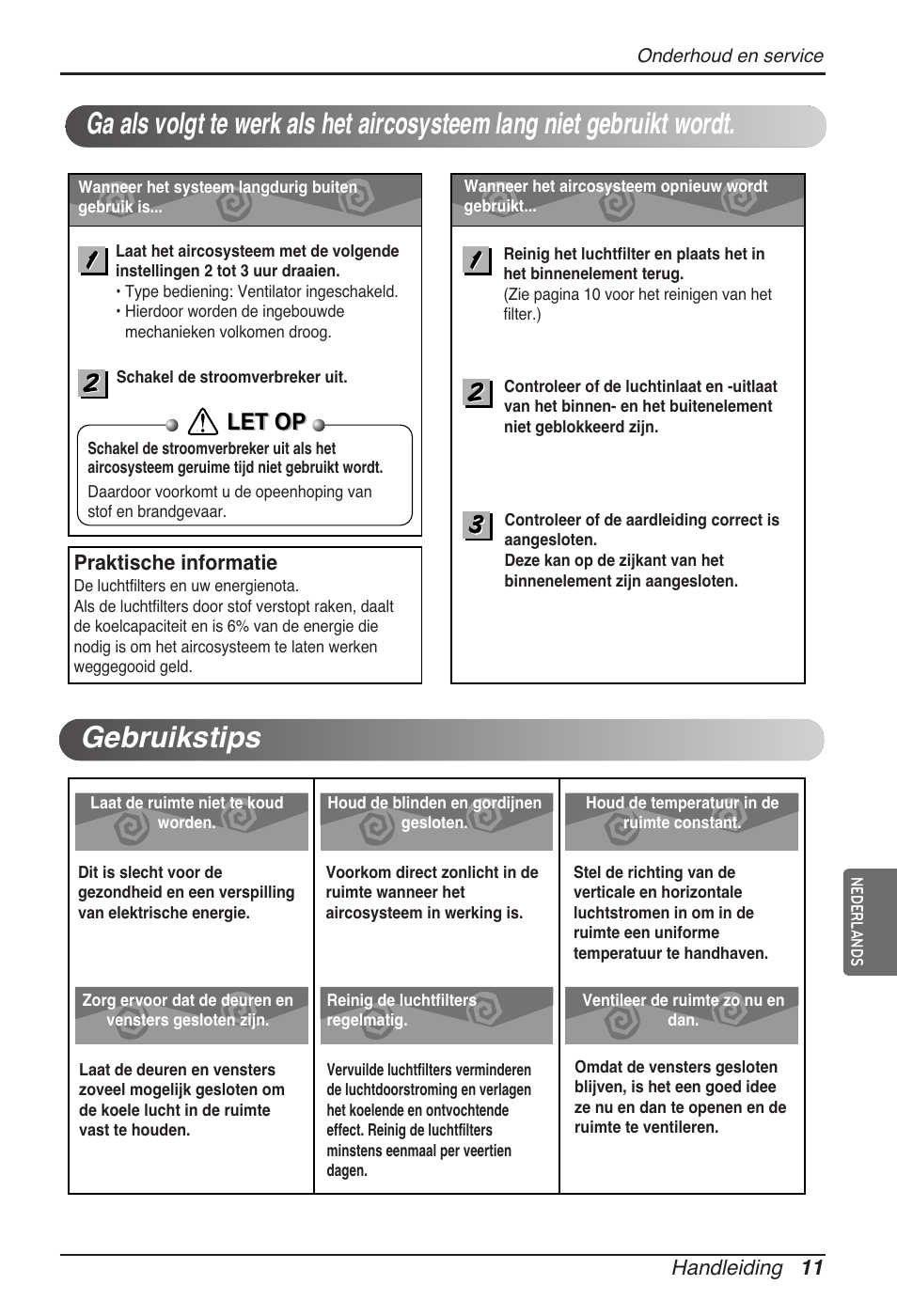 Let op | LG ARNU18GVJA2 User Manual | Page 95 / 205