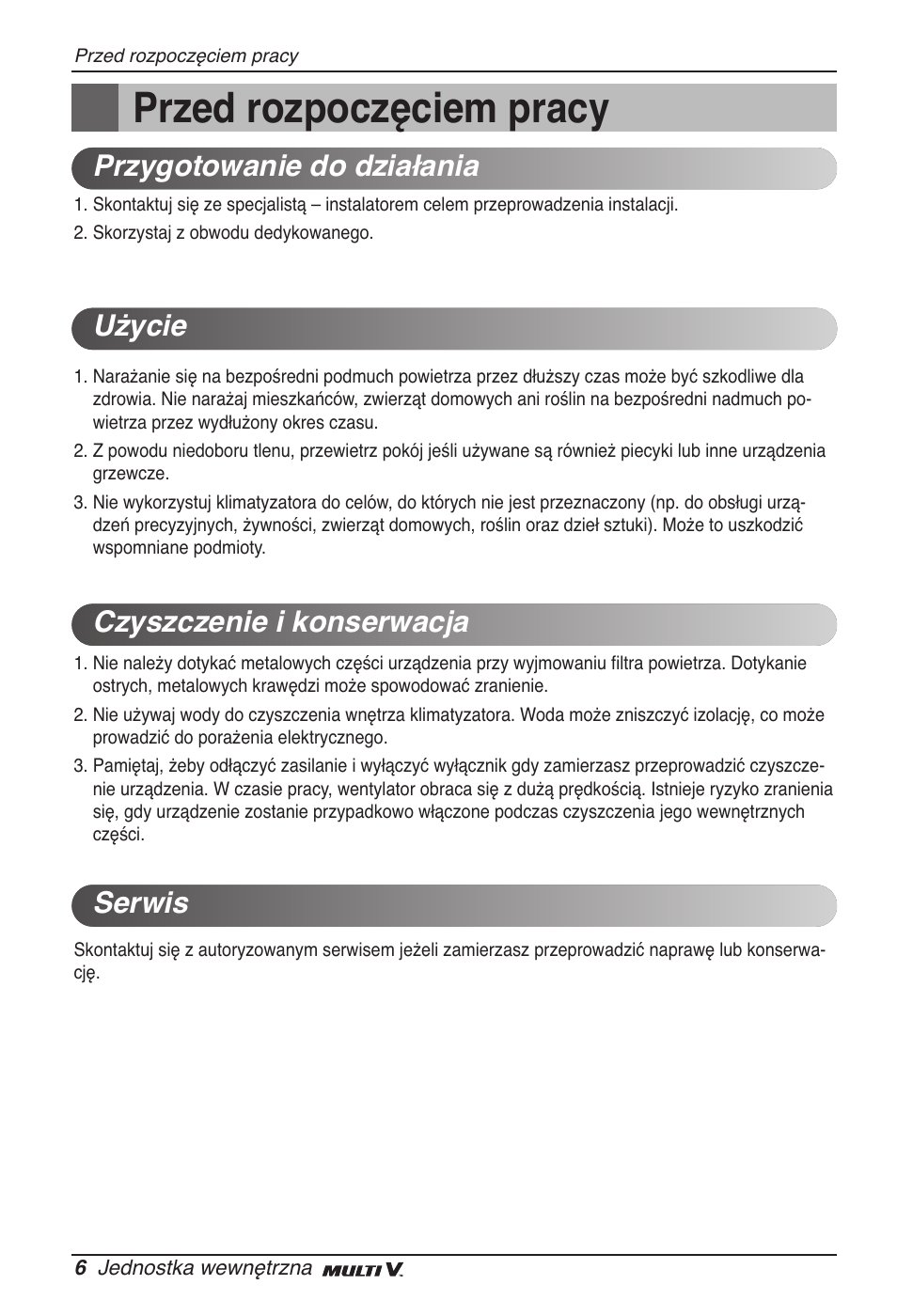 Przed rozpoczęciem pracy | LG ARNU07GTJC2 User Manual | Page 102 / 205