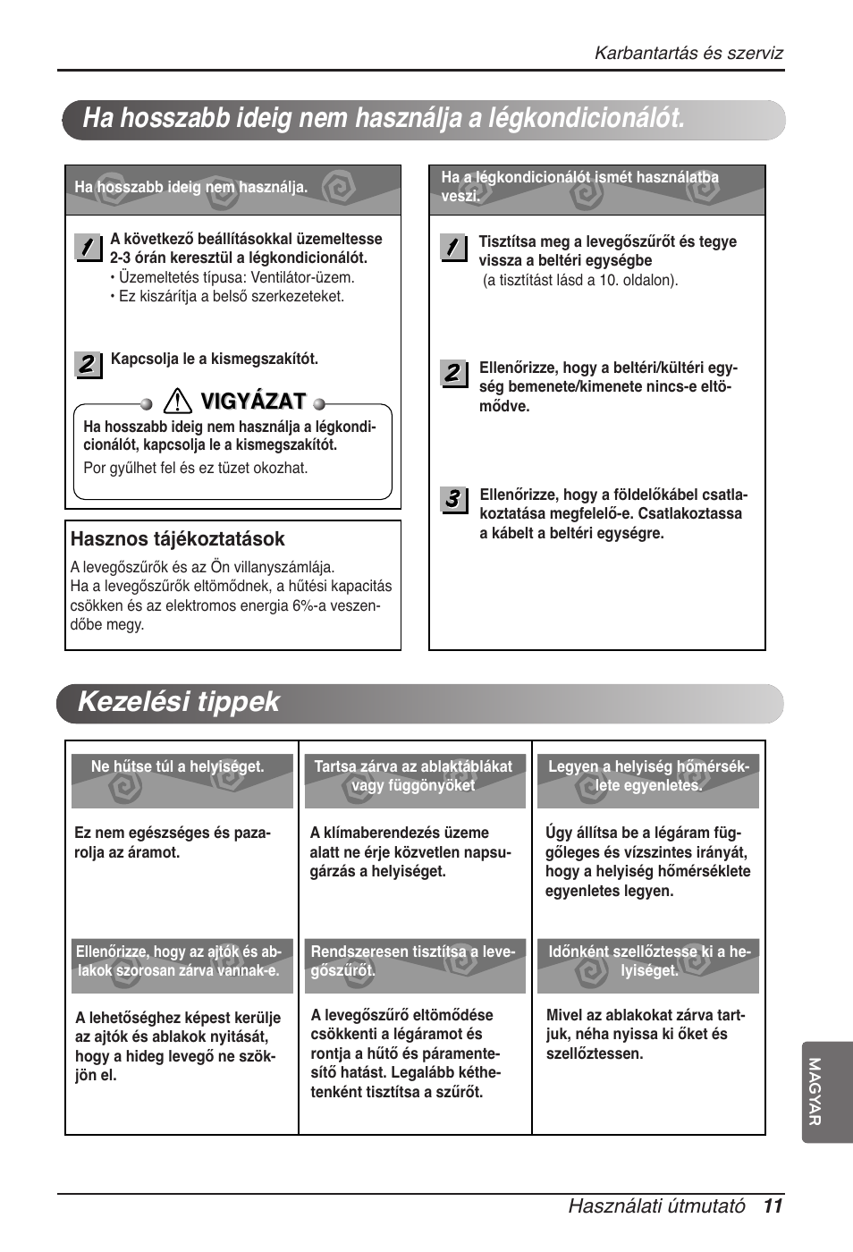 Vigyázat | LG ARNU07GTJC2 User Manual | Page 119 / 205