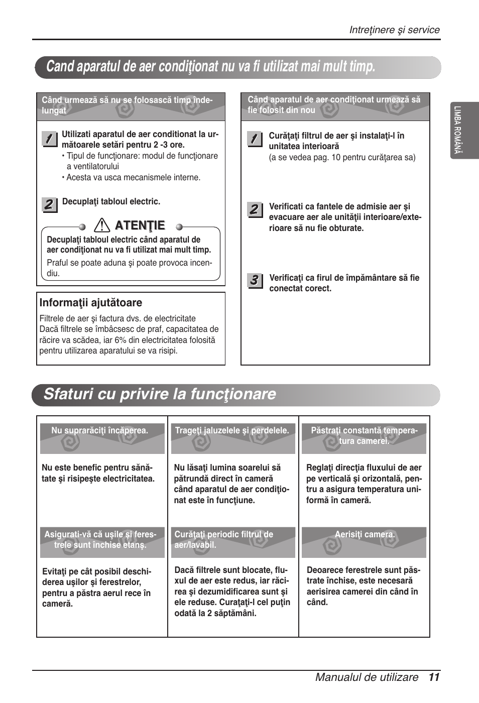 Atenţie | LG ARNU07GTJC2 User Manual | Page 143 / 205