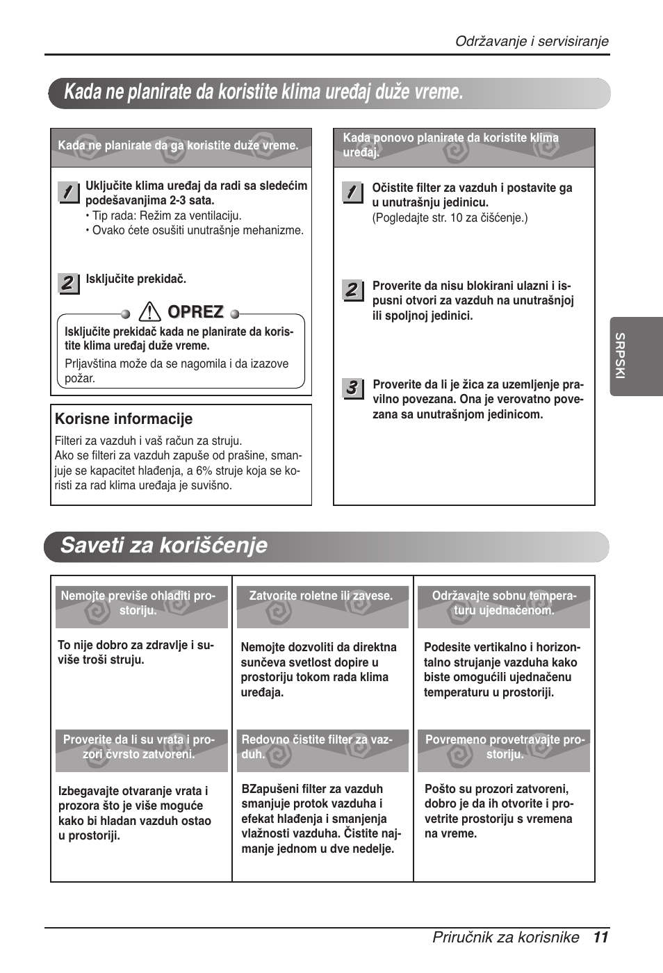 Oprez | LG ARNU07GTJC2 User Manual | Page 167 / 205