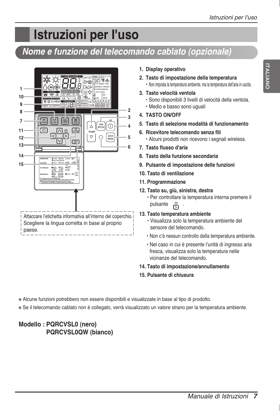 Istruzioni per i'uso | LG ARNU07GTJC2 User Manual | Page 19 / 205