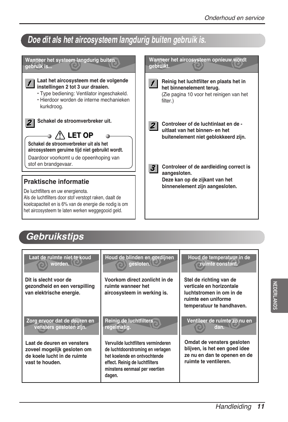 Let op | LG ARNU07GTJC2 User Manual | Page 95 / 205