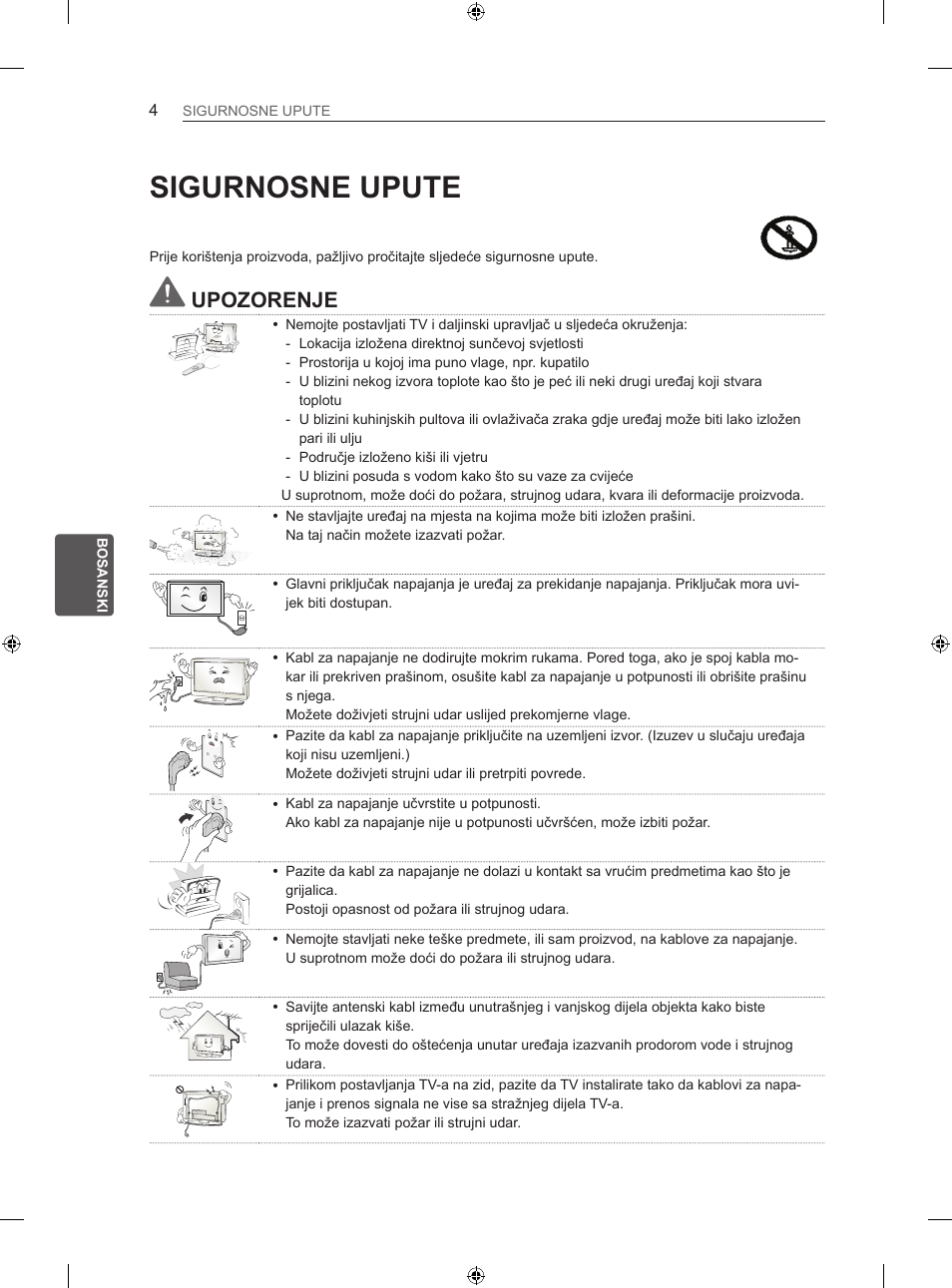 Sigurnosne upute, Upozorenje | LG 60LA860V User Manual | Page 431 / 519