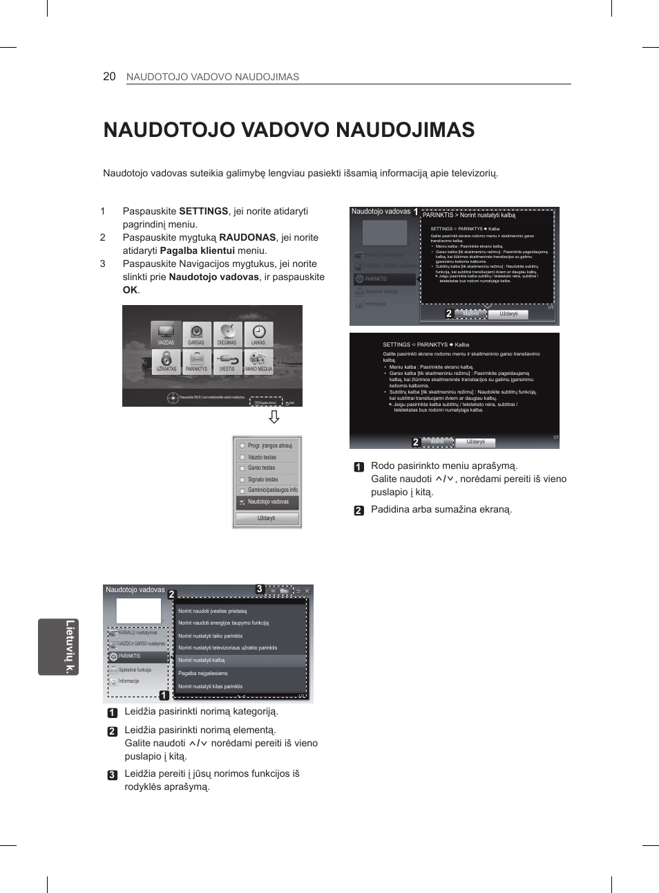 Lietuvių k, Naudotojo vadovo naudojimas | LG 32LS3590 User Manual | Page 207 / 399