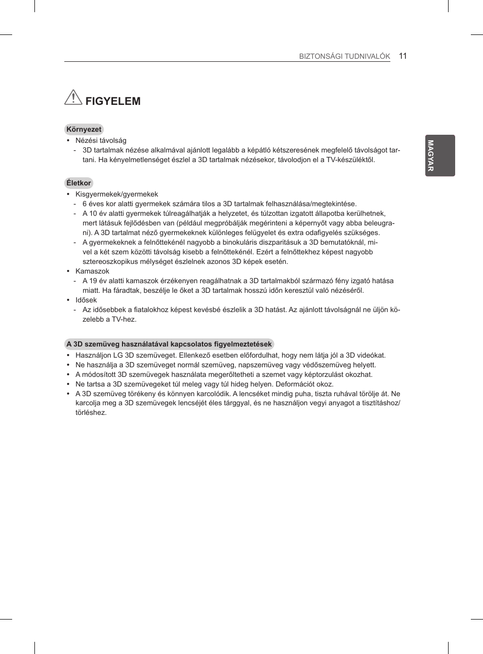 Figyelem | LG 65LA965V User Manual | Page 110 / 559