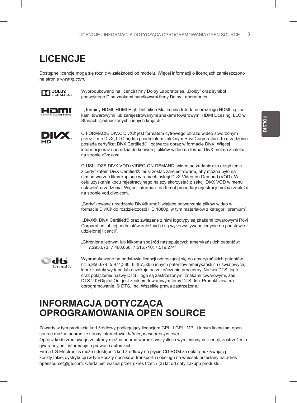 Licencje, Informacja dotycząca oprogramowania open source | LG 65LA965V User Manual | Page 132 / 559