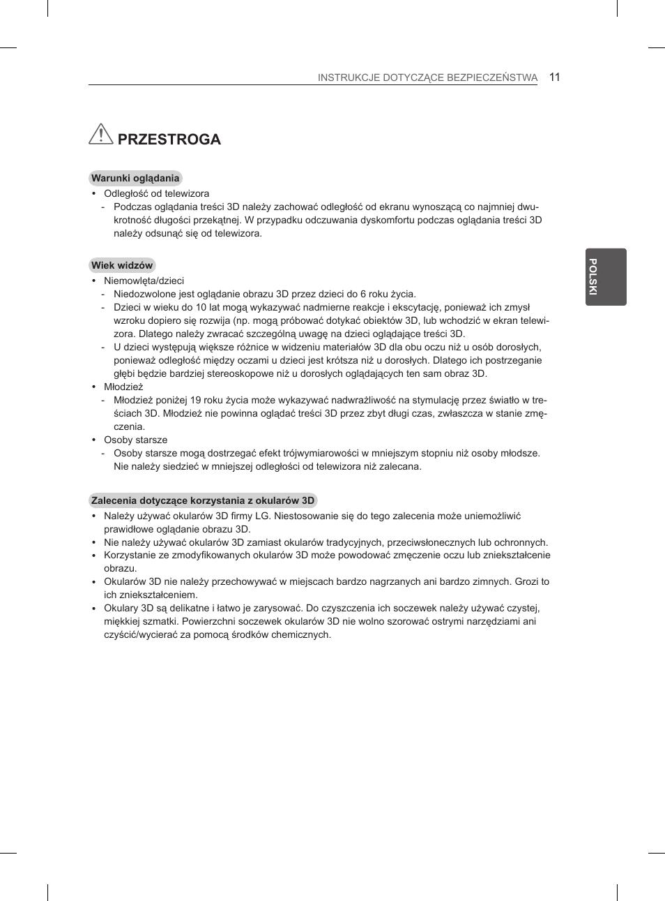 Przestroga | LG 65LA965V User Manual | Page 140 / 559